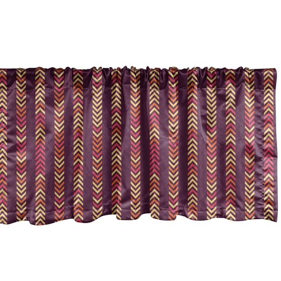 Ambesonne Abstract Window Valance, Vertical Order Motifs Art, 54" X 12", Plum and Burnt Sienna