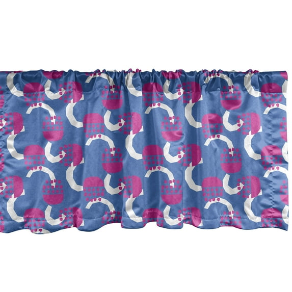 Ambesonne Abstract Window Valance, Vibrant Energetic Pattern with Different Shapes Curves and Dots, Curtain Valance for Kitchen Bedroom Decor with Rod Pocket, 54" X 12", Dark Violet Magenta