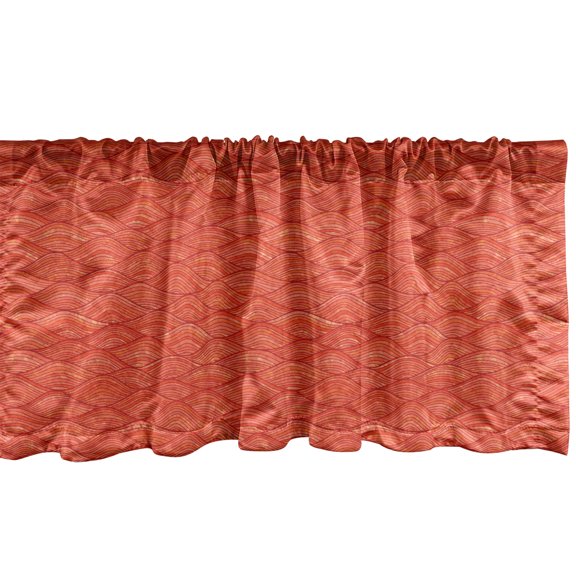 Ambesonne Abstract Window Valance, Vintage Concentric Waves, 42" x 12", Vermilion and Burnt Sienna