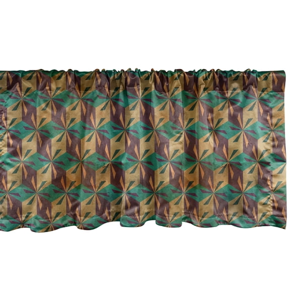 Ambesonne Abstract Window Valance, Vintage Floor Tiling Pattern Inspired Grungy Rhombus Shapes, Curtain Valance for Kitchen Bedroom Decor with Rod Pocket, 54" X 12", Pale Brown Chocolate