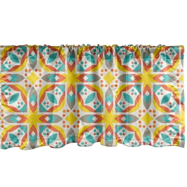 Ambesonne Abstract Window Valance, Vintage Flower Inspiration, 54" X 18", Multicolor