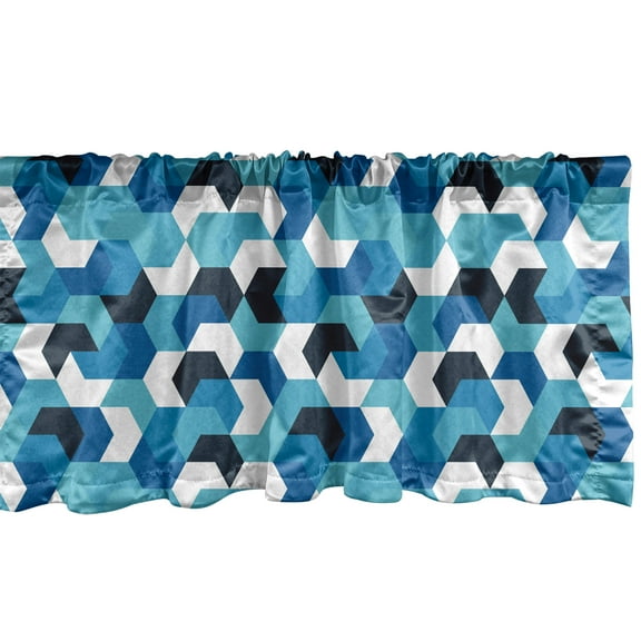 Ambesonne Abstract Window Valance, Vintage Mid Century Modern, 54" X 12", Seafoam Blue and White