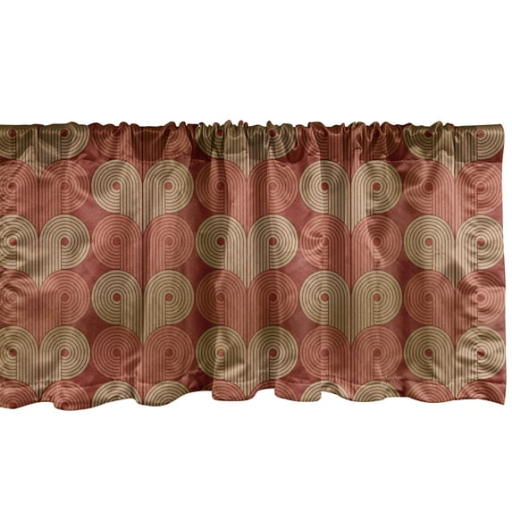 Ambesonne Abstract Window Valance, Vintage Striped Swirls, 54" X 12", Paprika Camel