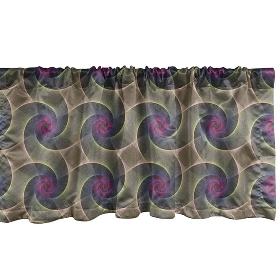 Ambesonne Abstract Window Valance, Vortex Visual Design Art, 54" X 12", Pale Eggplant and Multicolor