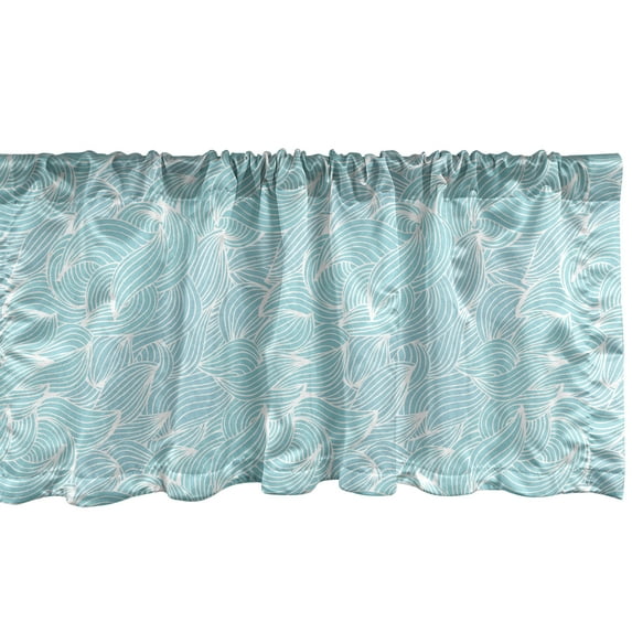 Ambesonne Abstract Window Valance, Waves Lines Swirls, 54" X 12", Pale Blue White
