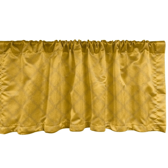 Ambesonne Abstract Window Valance, Wavy Hatched Geometric Art, 54" X 18", Pale Coffee Earth Yellow