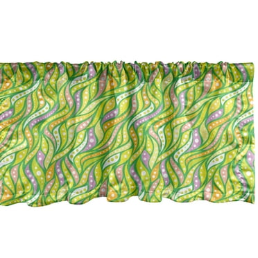 Ambesonne Abstract Window Valance, Wavy Stripes with Circles, 54" X 18", Multicolor