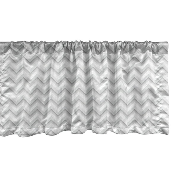 Ambesonne Abstract Window Valance, Zig Zag Chevron Motif, 54" X 12", Pale Grey White