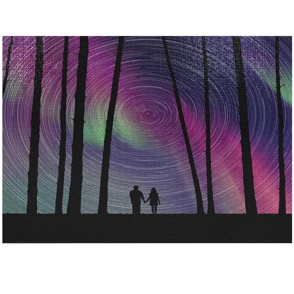 Ambesonne Abstract Woman Jigsaw Puzzle Durable Cardboard, Cosmic Forest Scene, 1000 pcs, Charcoal Grey Multicolor