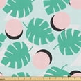 thumbnail image 1 of Ambesonne Acorn Fabric by the Yard Upholstery, Memphis Tones Mosntera Leaves, 3 Yards, Sea Green and Rose, 1 of 1