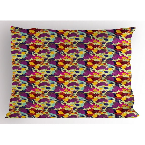 Ambesonne Acorn Pillow Sham, Oak Leaves with Nuts, 36" X 20", Multicolor