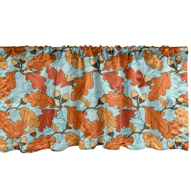 Ambesonne Acorn Window Valance, Repeating Pattern of Oak Tree Branches Seeds in Autumn Season Nature Renewal Theme, Curtain Valance for Kitchen Bedroom Decor with Rod Pocket, 54" X 12", Multicolor