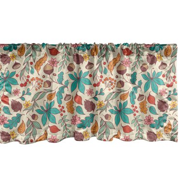 Ambesonne Acorn Window Valance, Seasonal Nuts and Berries, 54" X 18", Multicolor