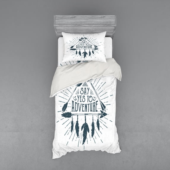 Ambesonne Adventure Bedding Set 3 Pcs, Frame Arrows, Twin, Indigo