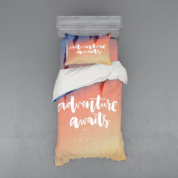 Ambesonne Adventure Bedding Set 3 Pcs, Motivation Theme, Twin XL, Multicolor