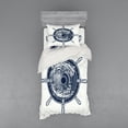 thumbnail image 1 of Ambesonne Adventure Bedding Set 3 Pcs, Sea Compass Tsunami, Twin, Dark Blue White, 1 of 3