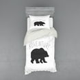 thumbnail image 1 of Ambesonne Adventure Bedding Set 3 Pcs, Wild Bear Nature Love, Twin XL, Charcoal Grey White, 1 of 3