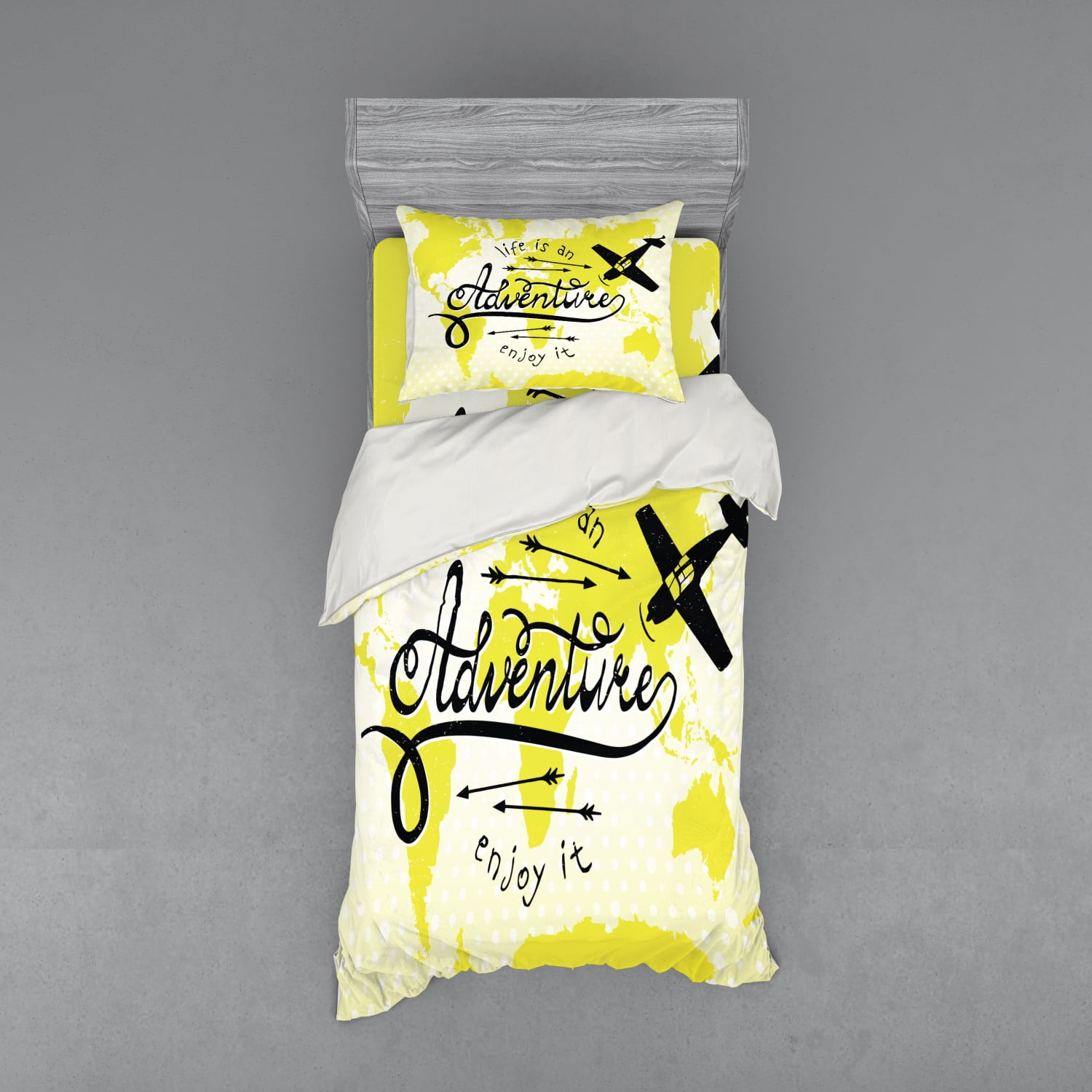 Twin Yellow and Black Adventure Duvet Cover Set