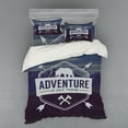 thumbnail image 1 of Ambesonne Adventure Bedding Set 4 Pcs, Bear Mountain Logo, Queen, Stale Blue, 1 of 2