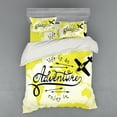 thumbnail image 1 of Ambesonne Adventure Bedding Set 4 Pcs, World Map Airplane, Queen, Yellow Black, 1 of 3