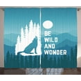 thumbnail image 1 of Ambesonne Adventure Curtains 2 Panel Set, Be Wild and Wonder, 108" x 90", Night Blue White, 1 of 3