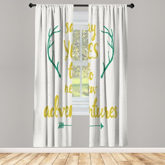 Ambesonne Adventure Curtains, Calligraphic Words Arrow, Pair of 28"x63", Jade Green