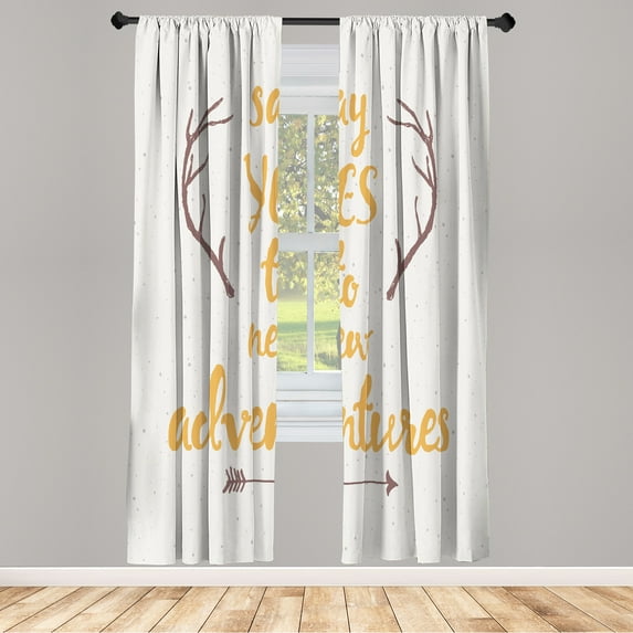 Ambesonne Adventure Curtains, Calligraphic Words Arrow, Pair of 28"x84", Pale Coffee