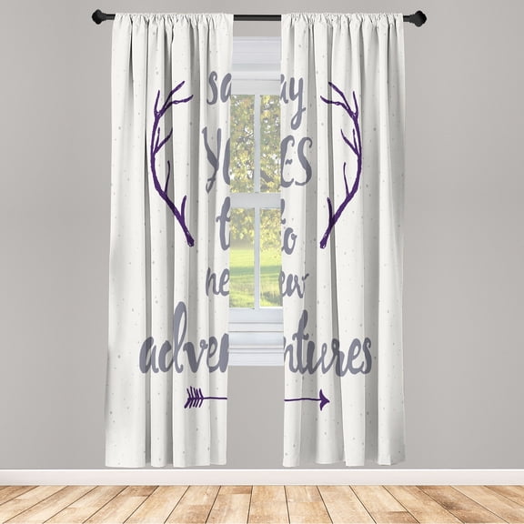 Ambesonne Adventure Curtains, Calligraphic Words Arrow, Pair of 28"x95", Quartz Coconut