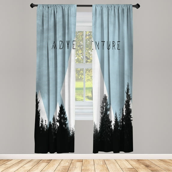 Ambesonne Adventure Curtains, Forest Hipster Mountains, Pair of 28"x95", Pale Azure