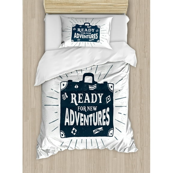 Ambesonne Adventure Duvet Cover Sets, Ready for the Journey, 2-Twin, Indigo