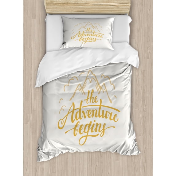 Ambesonne Adventure Duvet Cover Sets, Vibrant View Travel, 2-Twin, Earth Yellow Apricot