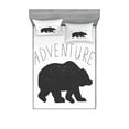 thumbnail image 1 of Ambesonne Adventure Fitted Sheet & Pillow Sham Set, Wild Bear Nature Love, Queen, Charcoal Grey White, 1 of 2