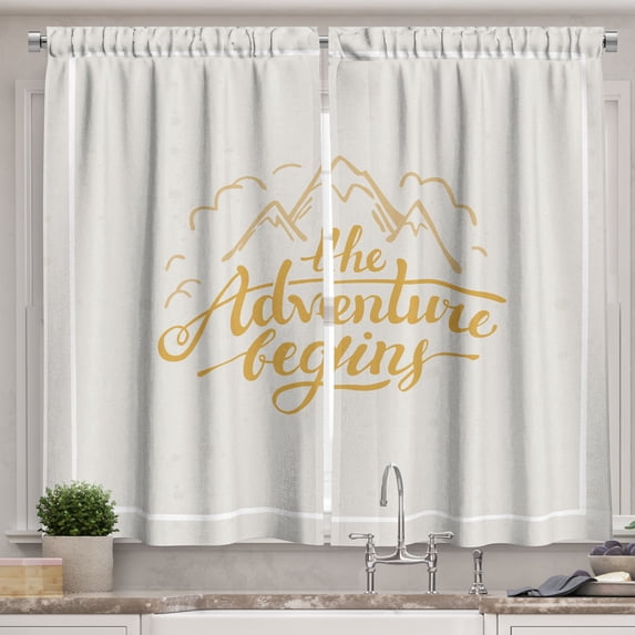 Ambesonne Adventure Kitchen Curtains, Vibrant View Travel, 55"x39", Earth Yellow Apricot
