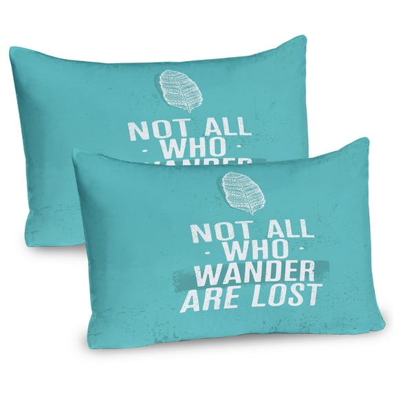 Ambesonne Adventure Pillow Sham 2 Pack, Boho Plant Grunge Look, 30"x20", Turquoise White
