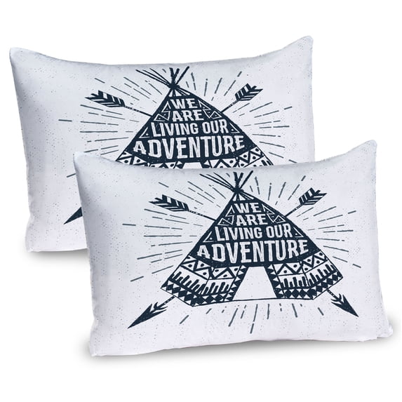 Ambesonne Adventure Pillow Sham 2 Pack, Teepee with Arrows, 36"x20", Dark Petrol Blue White