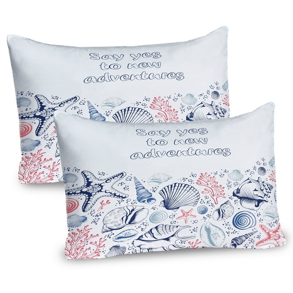 Ambesonne Adventure Pillow Sham 2 Pack, Underwater Naval Wildlife, 26"x20", Navy Blue Dark Coral