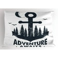 thumbnail image 1 of Ambesonne Adventure Pillow Sham, Anchor Hand Drawn Art, 26" X 20", Indigo, 1 of 2