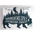 thumbnail image 1 of Ambesonne Adventure Pillow Sham, Buffalo Forest Moon, 26" X 20", Dark Petrol Blue White, 1 of 2