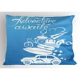 thumbnail image 1 of Ambesonne Adventure Pillow Sham, Summer Holiday, 36" X 20", Blue and White, 1 of 2