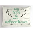 thumbnail image 1 of Ambesonne Adventure Pillow Sham, Words Antlers Arrows, 26" X 20", Charcoal Grey Sea Green, 1 of 2