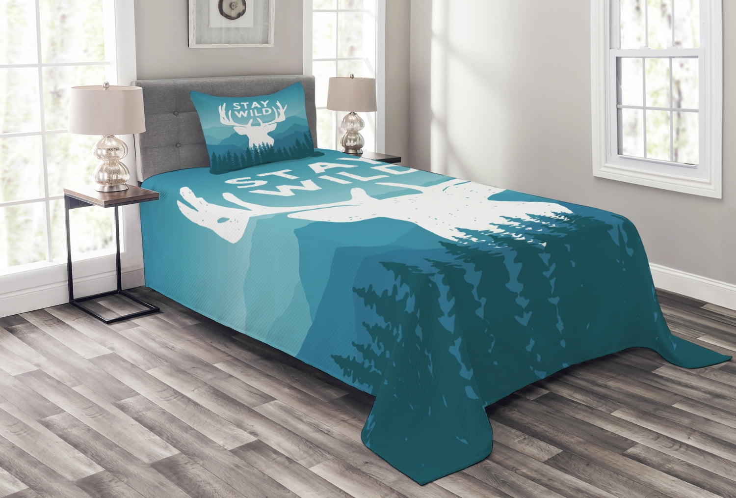 Twin Blue Quilted Bedspread Set for Kids