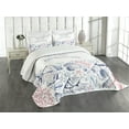 thumbnail image 1 of Ambesonne Adventure Quilted Bedspread Set 3 Pcs, Underwater Naval Wildlife, Queen Size, Navy Blue Dark Coral, 1 of 3