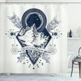 thumbnail image 1 of Ambesonne Adventure Shower Curtain, Boho Mountains Arrows, 69"Wx75"L, Dark Blue White, 1 of 3