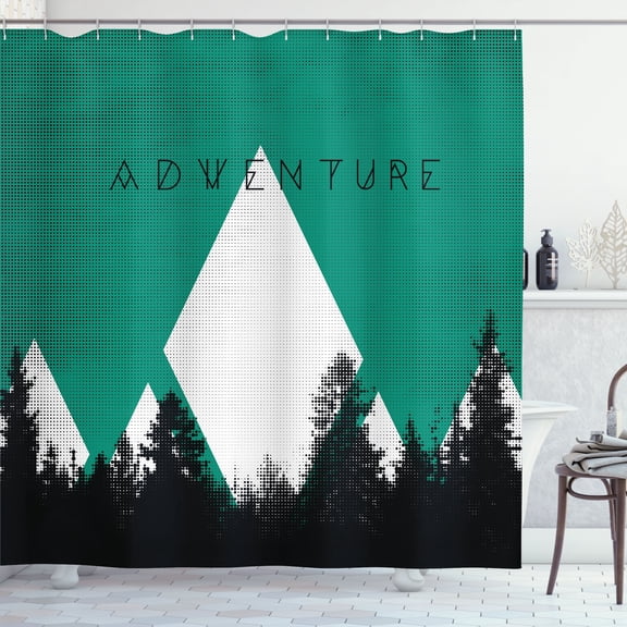 Ambesonne Adventure Shower Curtain, Forest Hipster Mountains, 69"Wx84"L, Jade Green