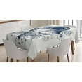 thumbnail image 1 of Ambesonne Adventure Tablecloth Rectangular Table Cover, Boho Mountains Arrows, 60"x84", Dark Blue White, 1 of 4