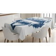 thumbnail image 1 of Ambesonne Adventure Tablecloth Rectangular Table Cover, Deer Compass Ethnic, 60"x90", Dark Blue White, 1 of 4