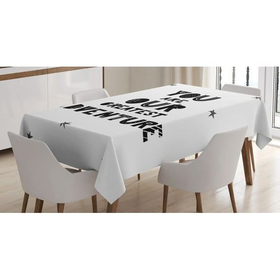 Ambesonne Adventure Tablecloth Rectangular Table Cover, Our Greatest Adventure, 60"x84", Black and White