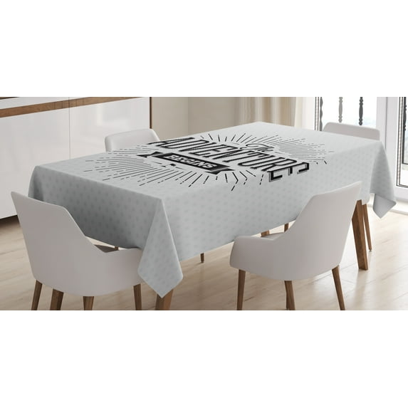 Ambesonne Adventure Tablecloth Rectangular Table Cover, Retro Vintage Words, 52"x70", Black White