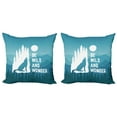 thumbnail image 1 of Ambesonne Adventure Throw Pillow Cover 2 Pack, Be Wild and Wonder, 24", Night Blue White, 1 of 2