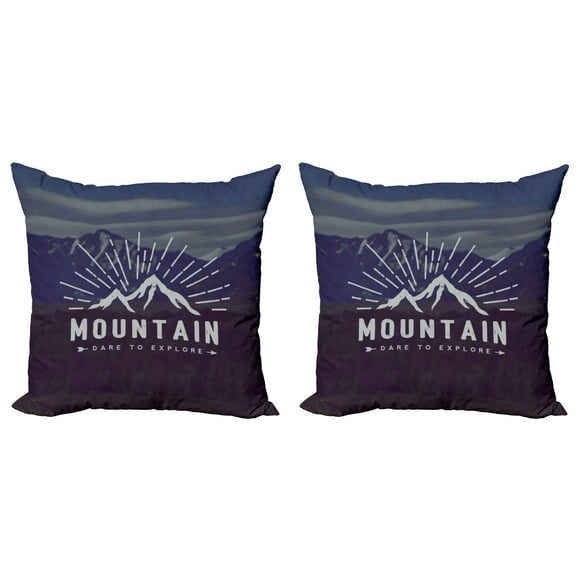 Ambesonne Adventure Throw Pillow Cover 2 Pack, Dare to Explore Words, 18", Indigo